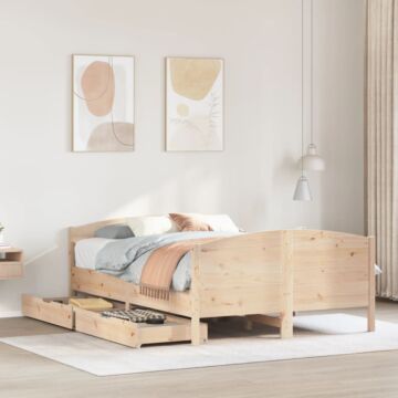 Vidaxl Bed Frame Without Mattress 135x190 Cm Double Solid Wood Pine