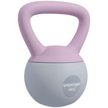 Sportnow Soft Kettlebell, 4kg Kettle Bell With Non-slip Handle For Home Gym Weight Lifting And Strength Training, Purple And Grey