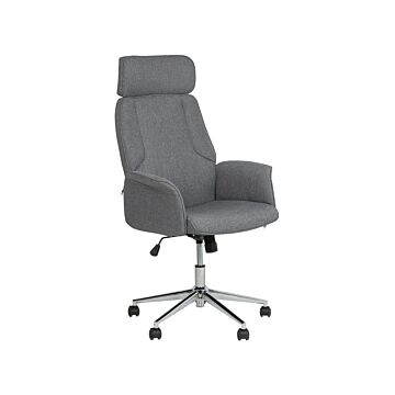 Office Chair Grey Fabric Swivel Adjustable Height Flared Arms Castors Modern Beliani