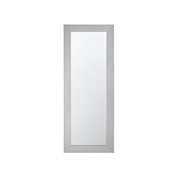 Wall-mounted Hanging Mirror Silver 50 X 130 Cm Vertical Living Room Bedroom Dresser Gesso Finish Beliani