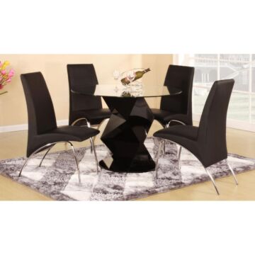 Rowley Black High Gloss Dining Set With 4 Chairs