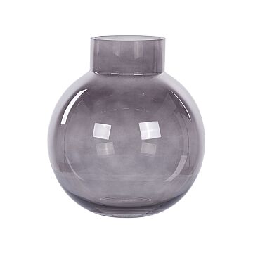 Flower Vase Grey Glass 22 Cm Decorative Tabletop Home Decoration Modern Design Beliani