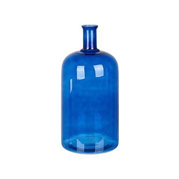 Flower Vase Blue Glass 45 Cm Handmade Decorative Bottle Shape Tabletop Home Decoration Modern Design Beliani
