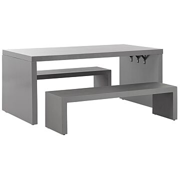 Garden Dining Set Grey Concrete U Shaped Table 2 Benches 4 Seater Water Resistant Industrial Beliani