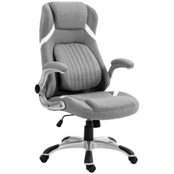 Vinsetto Linen-look Office Chair, With Adjustable Height And Tension - Grey