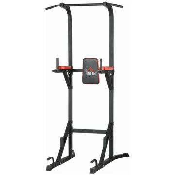 Homcom Freestanding Multifunctional Power Tower W/ Pull Up And Dip Station, Push Up Stand, For Home Gym - Black