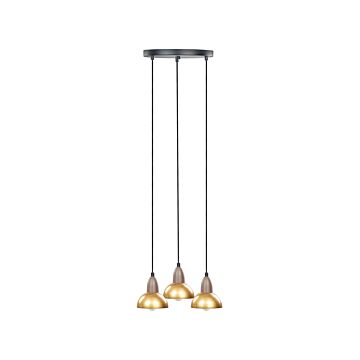Hanging Lamp Brass Metal Iron Base Shades 3 Light Point Home Accessories Illumination Living Room Dining Beliani