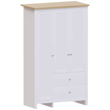 Vida Designs Arlington 3 Door 2 Drawer Wardrobe, White