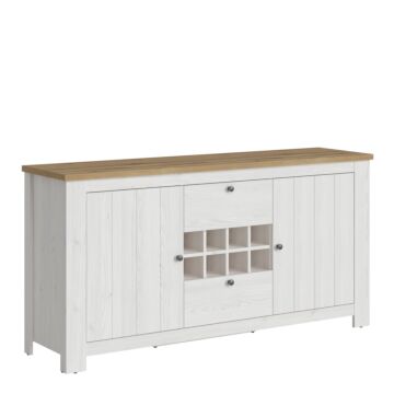 Celesto 2 Door 2 Drawer Sideboard With Wine Rack In White And Oak