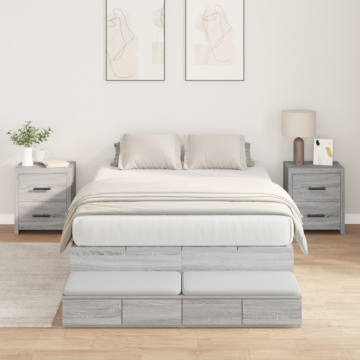 Vidaxl Storage Bed Frame Grey Sonoma Engineered Wood 120 X 190 Cm