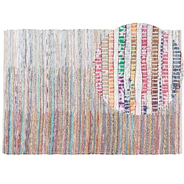 Area Rag Rug Multicolour Stripes Cotton 160 X 230 Cm Rectangular Hand Woven Beliani
