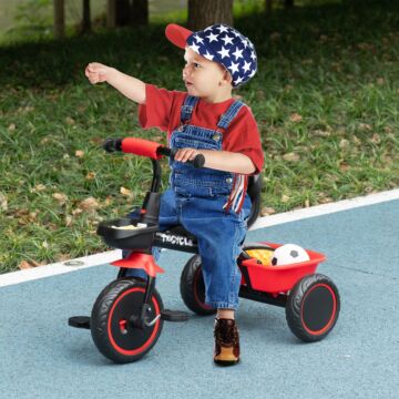 Aiyaplay Kids Trike For 2-5 Years With Adjustable Seat, Pedal, Baskets, Red