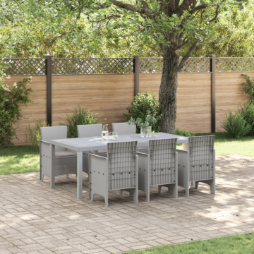Vidaxl Garden Dining Set Set Of 7 Grey Plastic Durable