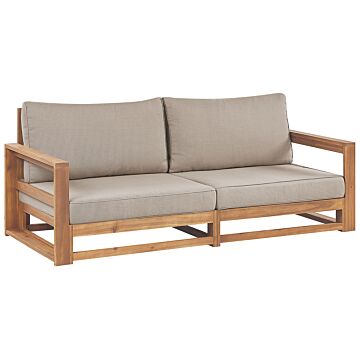 Garden Sofa Light Wood Acacia Outdoor 2 Seater With Cushions Modern Design Beliani