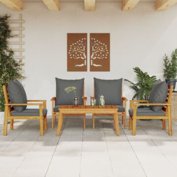 Vidaxl 5 Piece Garden Lounge Set With Cushions Solid Wood Acacia