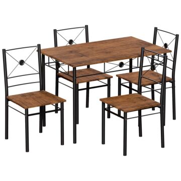 Vida Designs Roslyn 4 Seater Dining Set, Dark Wood