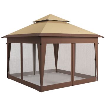 Outsunny 3 X 3(m) Pop Up Gazebo With Mosquito Netting, Easy Up Marquee Party Tent With 1-button Push, Carry Bag, Sandbags