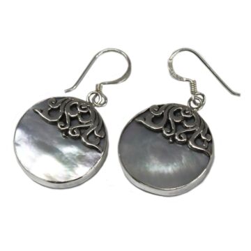 Shell & Silver Earrings - Classic Disc - Mop