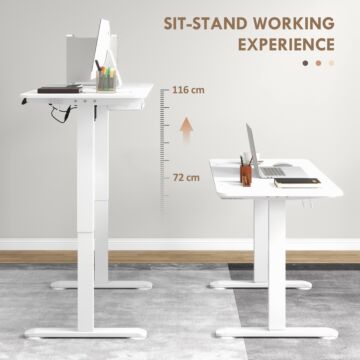 Vinsetto Electric Desk, Height Adjustable Standing Desk With 3 Memory Settings, Collision Avoidance And Overheat Protection