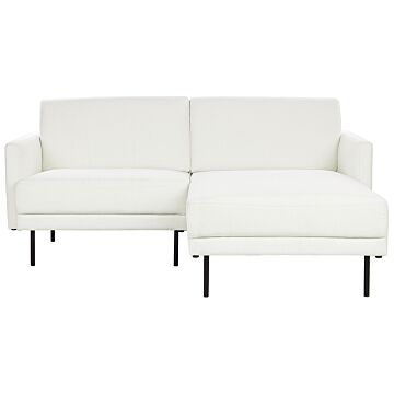 Left Hand Corner Sofa Polyester Off-white 192 X 155 Couch 2-seater Upholstered Metal Legs Woven Fabric Cushioned Back Minimalist Modern Beliani