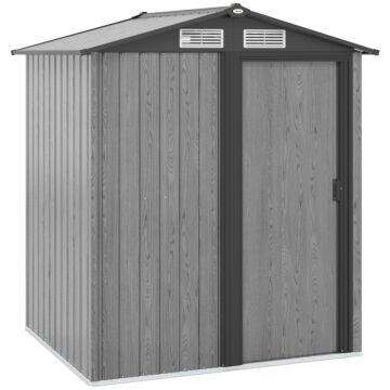 Outsunny 5ft X 4.3ft Outdoor Garden Storage Shed - Grey Wood Effect
