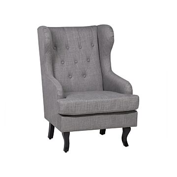 Wingback Chair Grey Upholstered Black Legs Scandinavian Style Beliani