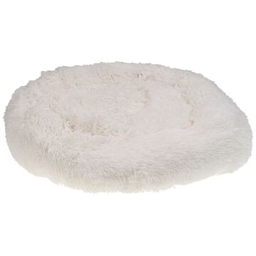 Pet Bed White Faux Fur Ø 50 Cm Round Dog Cat Soft Plushy Furry Cuddler Cushion Beliani