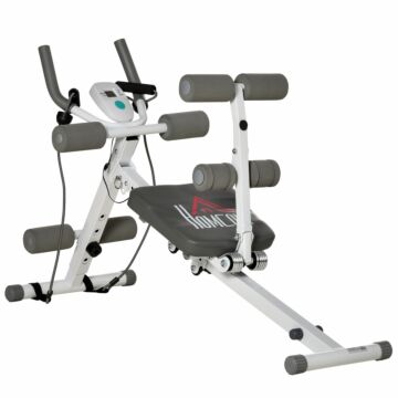 Homcom 2-in-1 Core&abdominal Trainers, Ab Trainer And Sit Up Bench, Core Muscle Trainer W/ Foam Roller, Adjustable Fitness Crunch Machine