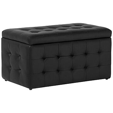 Ottoman Black Faux Leather Tufted Upholstery Bedroom Bench With Storage Beliani