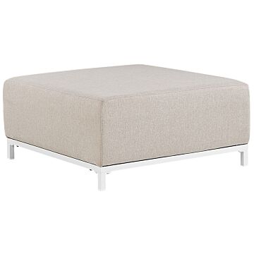 Ottoman Beige Polyester Upholstery White Aluminium Legs Metal Frame Outdoor And Indoor Water Resistant Beliani