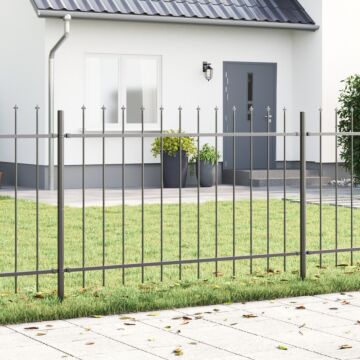 Vidaxl Garden Fence With Spear Top Grey 10.2x0.8 M Steel
