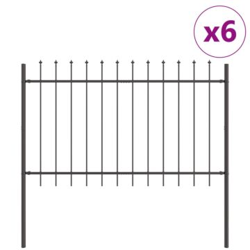 Vidaxl Garden Fence With Spear Top Grey 10.2x0.8 M Steel