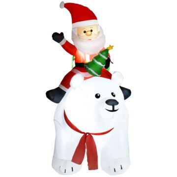 Outsunny 6.6ft Christmas Inflatable Santa Claus Riding On Polar Bear, Christmas Blow Up Outdoor Led Display For Garden Party | Aosom Uk