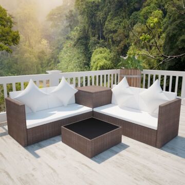 Vidaxl 4 Piece Garden Lounge Set With Cushions Poly Rattan Brown