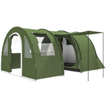 Outsunny 5-6 Man Camping Tent With 2 Room, Floor And Carry Bag - Green