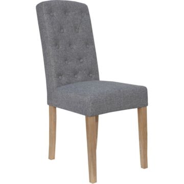 Button Back Upholstered Chair Light Grey/oak