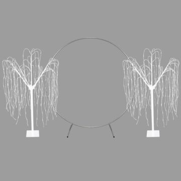 Wedding Moongate - Silver & 2 X Weeping Willow Tree 180cm Warm White