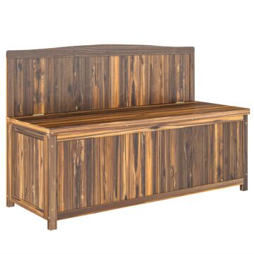 Outsunny Wood Storage Bench For Patio Furniture, Outdoor Garden Seating Tools, Brown