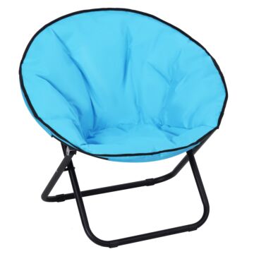 Outsunny Garden Folding Portable Padded Saucer Moon Chair Padded Round Outdoor Camping Travel Fishing Seat Blue