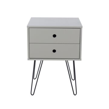 Painted Grey Telford, Metal Leg 2 Drawer Bedside Cabinet