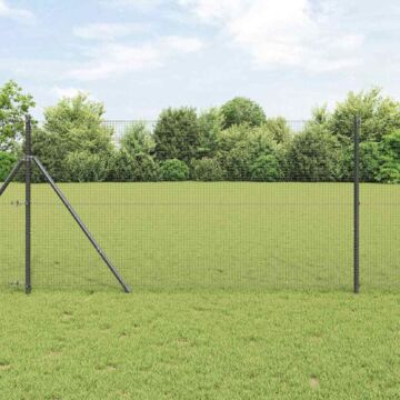 Vidaxl Welded Wire Fence With 13 Posts Grey 1,2x50 M Steel