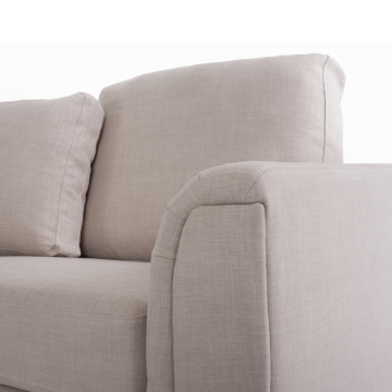 Corner Sofa Beige Fabric Upholstered With Ottoman L-shaped Right Hand Orientation Beliani