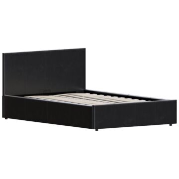 Vida Designs Lisbon Small Double Ottoman Faux Leather Bed, Black