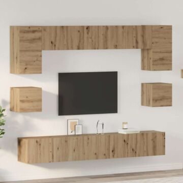 Vidaxl With Shelf Wall-mounted Other 8 Pcs Artisan Oak 100 X 30 X 30 Cm Engineered Wood
