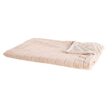 Blanket Pink Polyester Fabric 150 X 200 Cm Bed Throw Minimalist Living Room Decoration Beliani