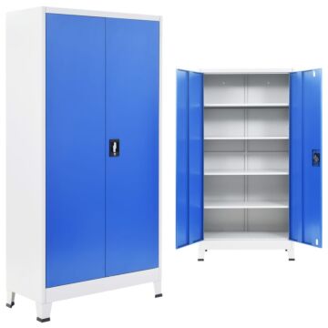 Vidaxl Office Cabinet Metal 90x40x180 Cm Grey And Blue