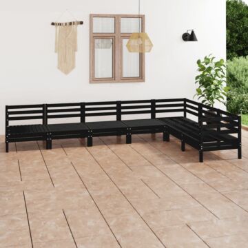 Vidaxl 7 Piece Garden Lounge Set Solid Wood Pine Black