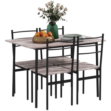 Homcom 5 Piece Dining Table And Chairs Set 4, Dining Room Sets, Steel Frame Space Saving Table And 4 Chairs For Compact Kitchens