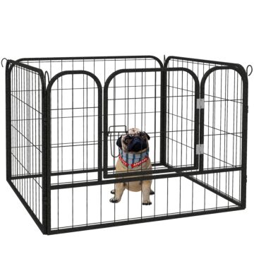 Pawhut Heavy Duty Dog Pens Pet Puppy Metal Playpen 4 Panel Foldable Dog Crate Kennel Both Indoor Outdoor Use Collapsible Design 82l X 82w X 60h (cm)