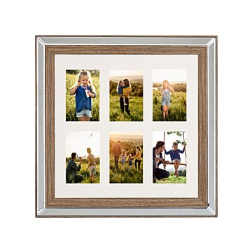 Photo Frame Dark Wood 50 X 50 Cm For 6 Pictures 10 X 15 Cm Collage Aperture Beliani